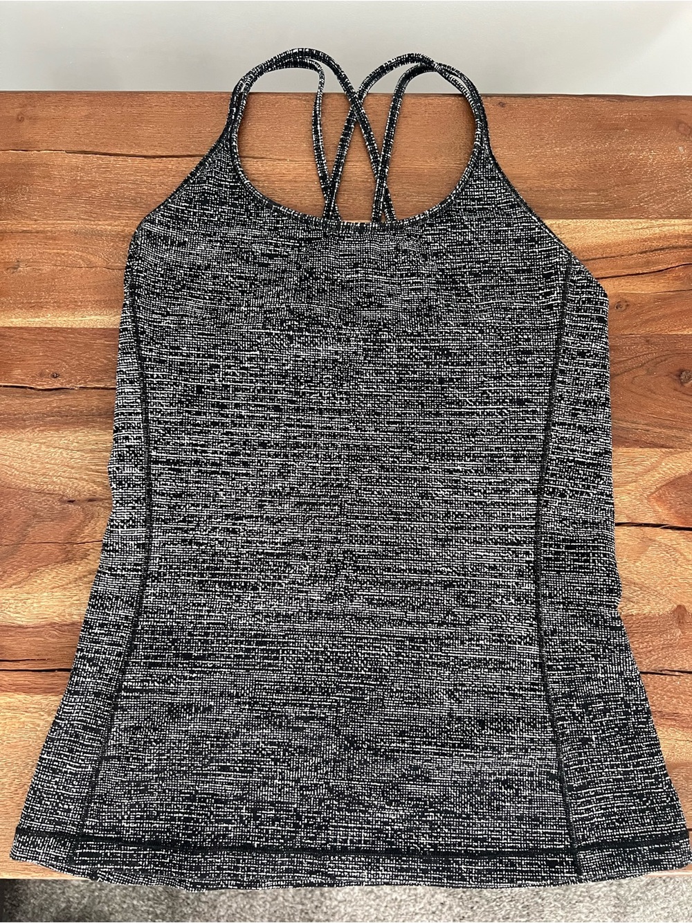 Lululemon Athletica Women's Heathered Black & White Strappy Tank Top